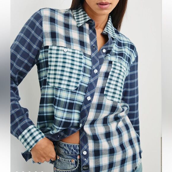 NWT Rails Brando Shirt Sky Navy Mixed Plaid XS Navy - Picture 15 of 15